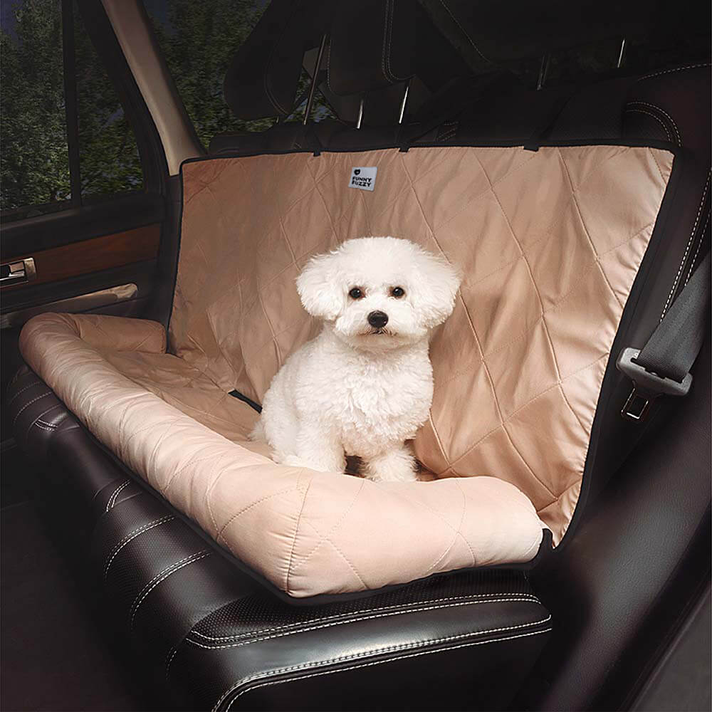 Comfortable Dog Car Bed - RoadPaw-Khaki Cream-Nora Luxe