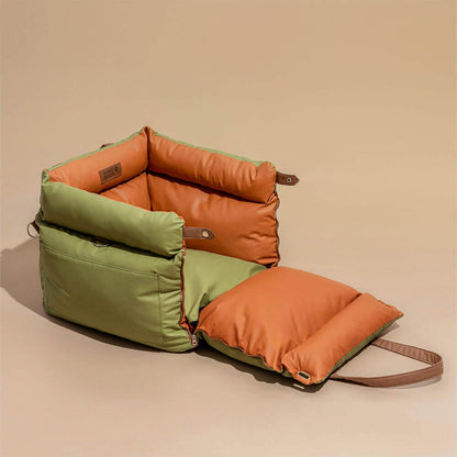 Comfortable Dog Car Seat - PawLuxury-Orange Green-Nora Luxe