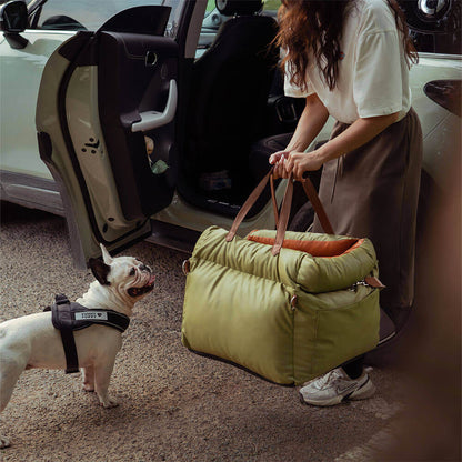 Comfortable Dog Car Seat - PawLuxury-Orange Green-Nora Luxe
