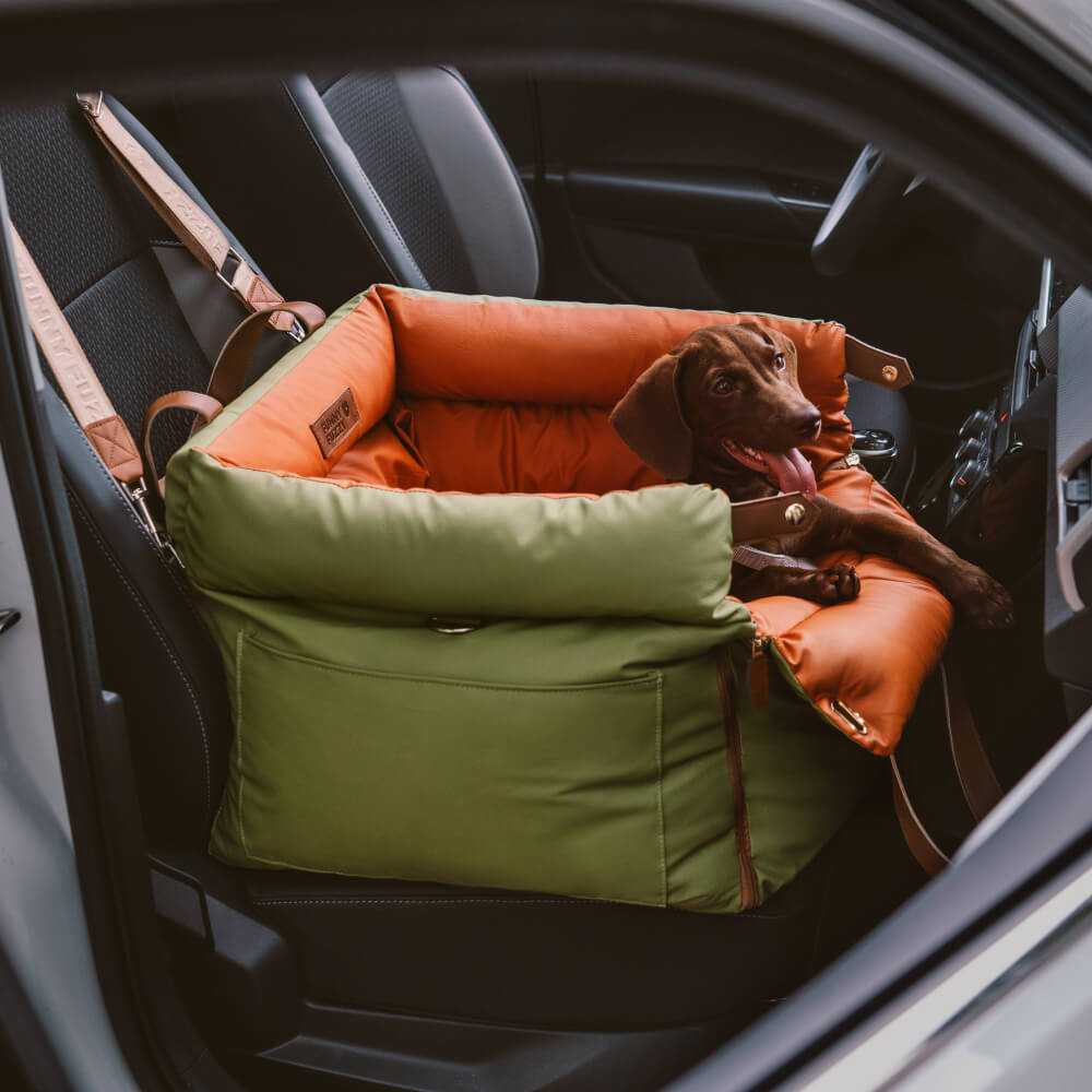 Comfortable Dog Car Seat - PawLuxury-Orange Green-Nora Luxe