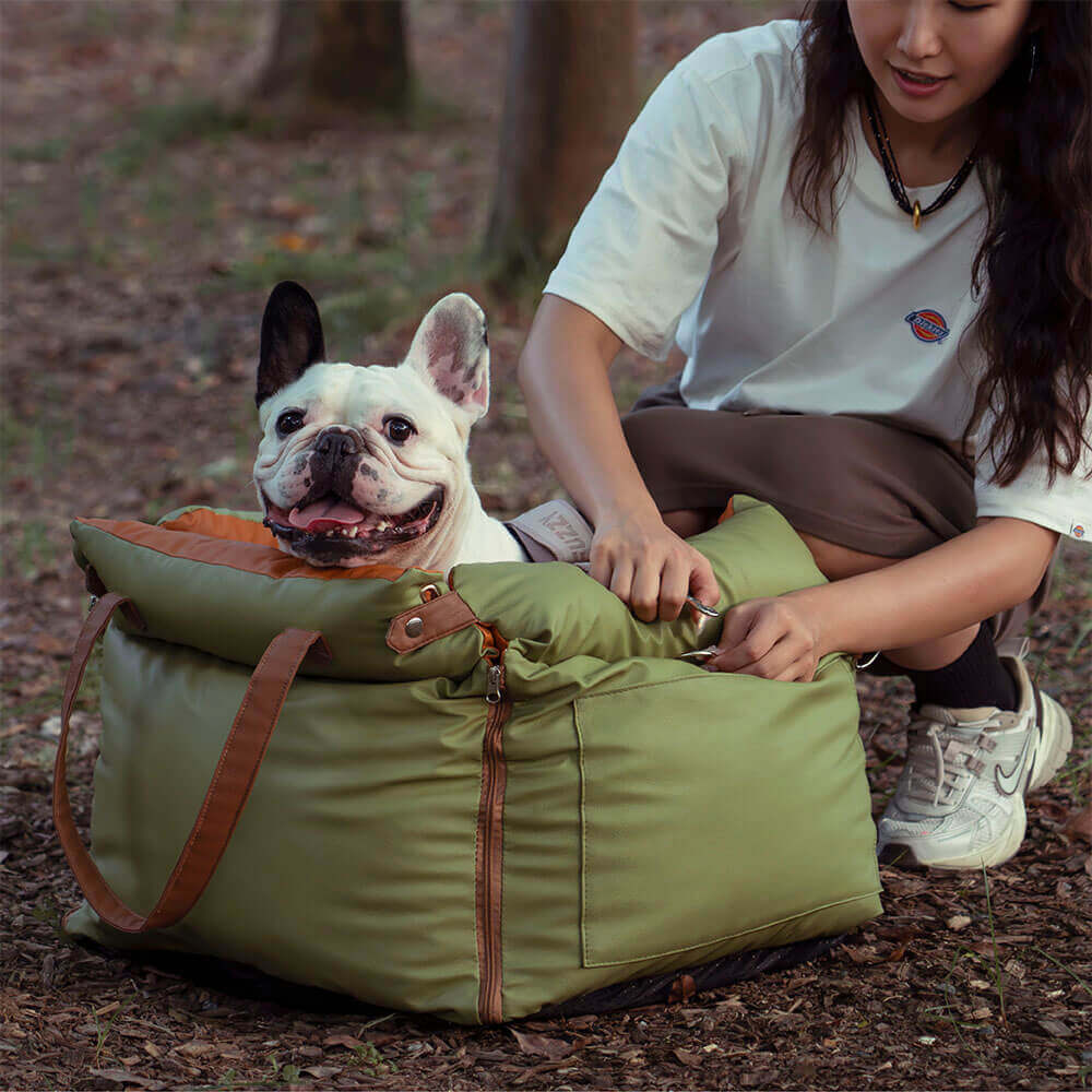 Comfortable Dog Car Seat - PawLuxury-Orange Green-Nora Luxe
