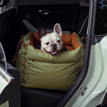 Comfortable Dog Car Seat - PawLuxury-Orange Green-Nora Luxe