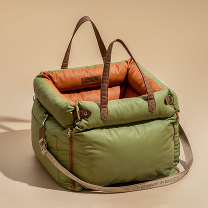 Comfortable Dog Car Seat - PawLuxury-Orange Green-Nora Luxe