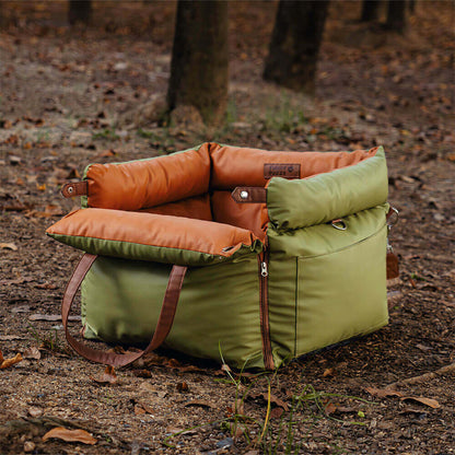 Comfortable Dog Car Seat - PawLuxury-Orange Green-Nora Luxe