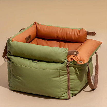Comfortable Dog Car Seat - PawLuxury-Orange Green-Nora Luxe