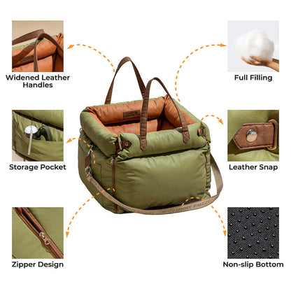 Comfortable Dog Car Seat - PawLuxury-Orange Green-Nora Luxe