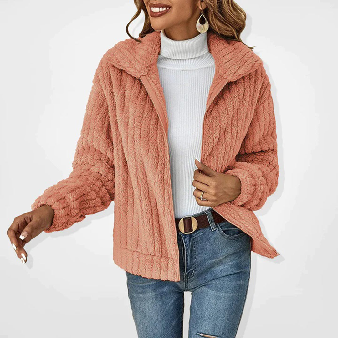 Comfortable Fleece Ladies' Jacket - Charlotte-Pink-S-Nora Luxe