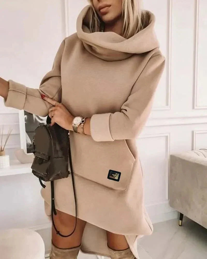 Soft Fleece Hooded Dress - Pexav