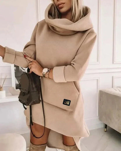 Soft Fleece Hooded Dress - Pexav