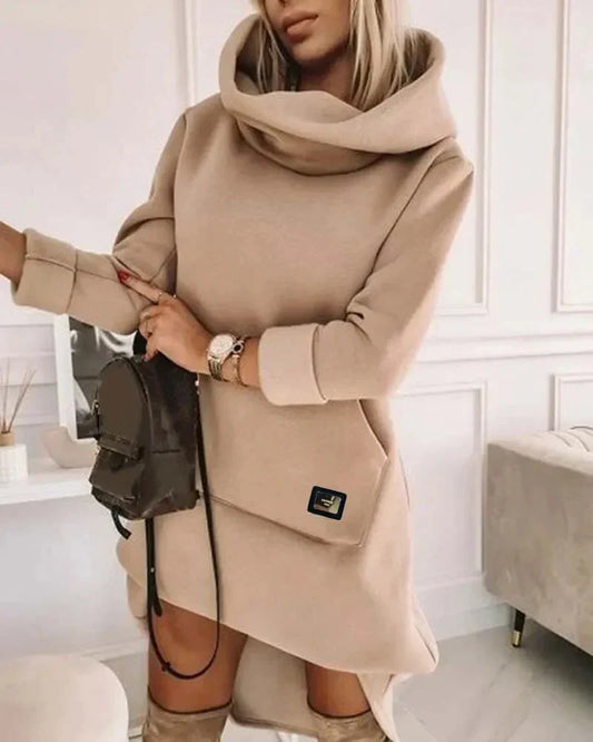Soft Fleece Hooded Dress - Pexav