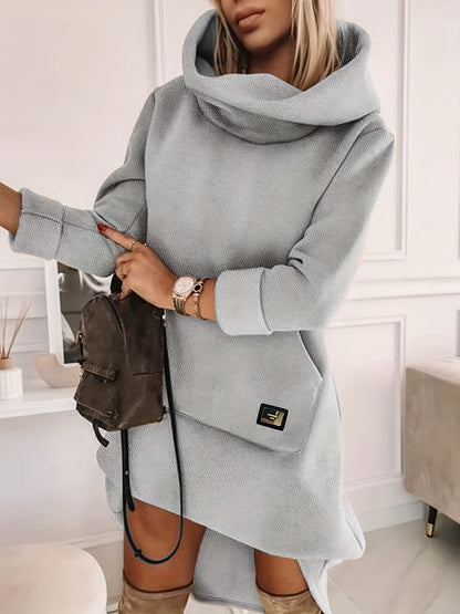 Comfortable Hoodie Dress - EllaCharm-Gray-S-Nora Luxe