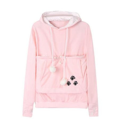 Comfortable Hoodie with Cat Pocket - CozyPurr-Pink-S-Nora Luxe