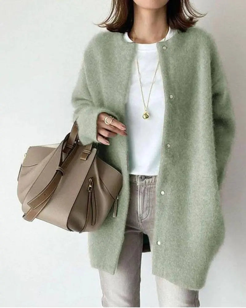 Comfortable Ladies' Jacket made of Wool and Mohair - Eloise-Green-S-Nora Luxe