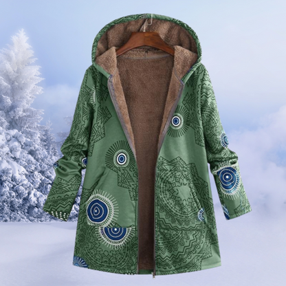 Comfortable Ladies Winter Coat with Floral Print - Ivy-Green-S-Nora Luxe