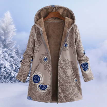 Comfortable Ladies Winter Coat with Floral Print - Ivy-Khaki-S-Nora Luxe
