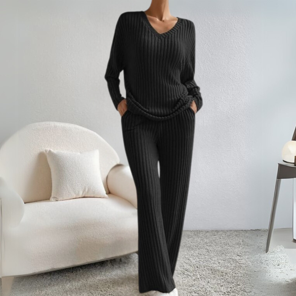 Comfortable Lounge Set for Women - Maren-Black-XS-Nora Luxe
