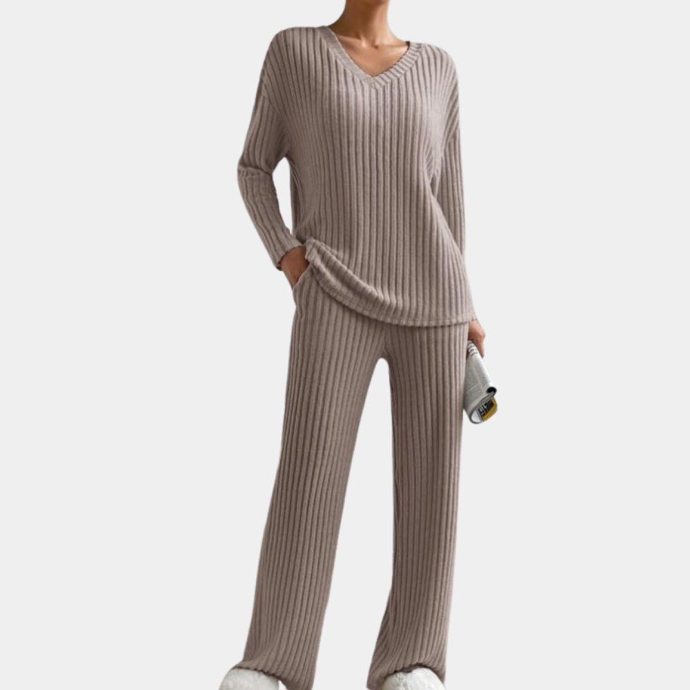 Comfortable Lounge Set for Women - Maren-Khaki-XS-Nora Luxe
