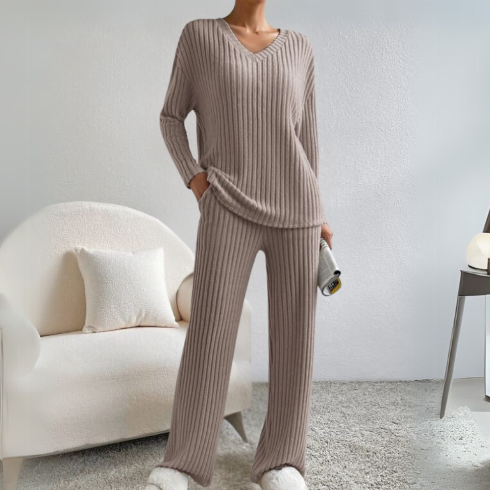 Comfortable Lounge Set for Women - Maren-Khaki-XS-Nora Luxe