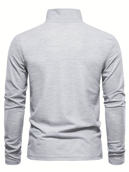 Comfortable Men's Polo with Long Sleeves-Marine Blue-S-Nora Luxe