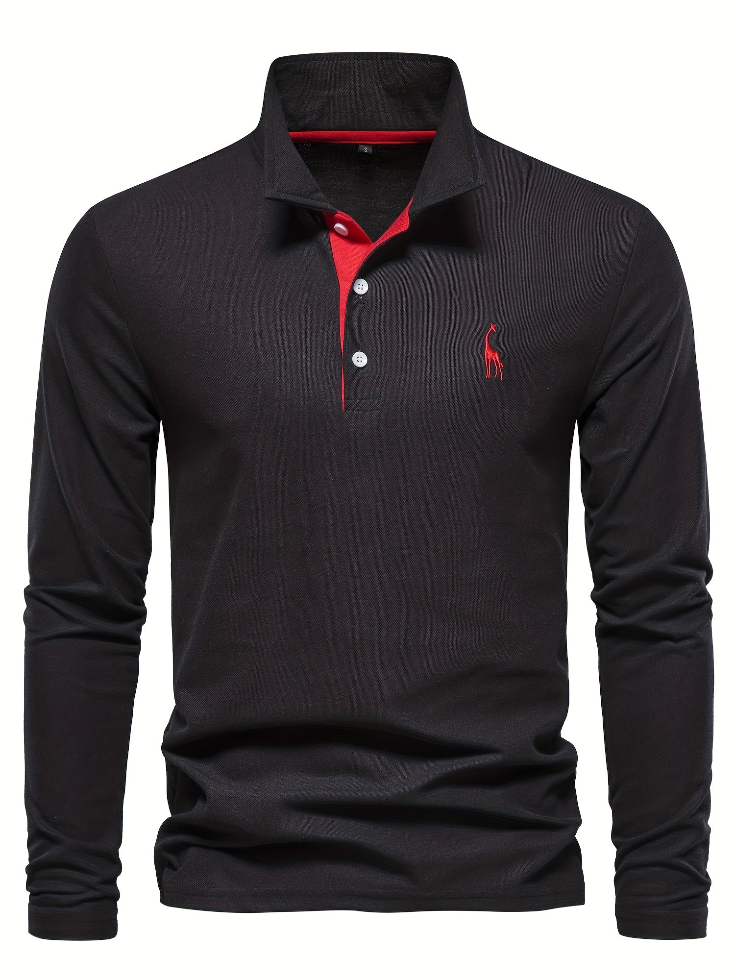 Comfortable Men's Polo with Long Sleeves-Marine Blue-S-Nora Luxe