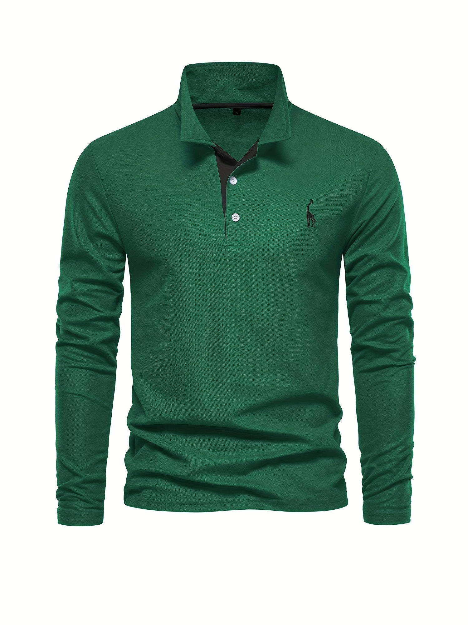 Comfortable Men's Polo with Long Sleeves-Marine Blue-S-Nora Luxe