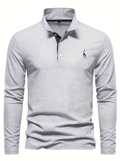 Relaxed Fit Men's Long Sleeve Polo Shirt - Pexav