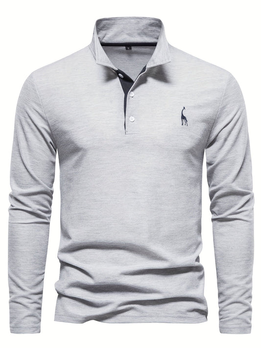 Relaxed Fit Men's Long Sleeve Polo Shirt - Pexav