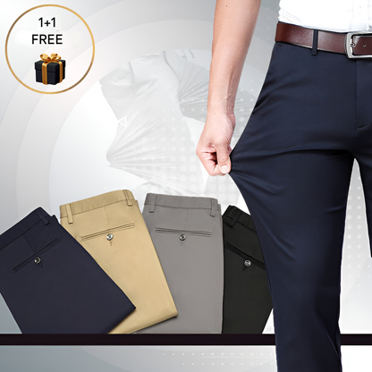 Comfortable Men's Stretch Trousers - Oliver-Blue-29-Nora Luxe