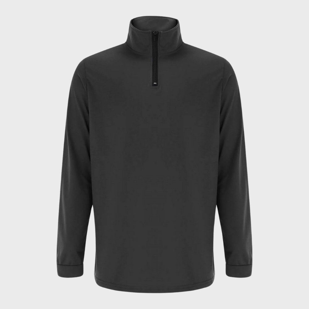Comfortable Men's Sweater with Zip and Low Collar - Sven-Black-S-Nora Luxe