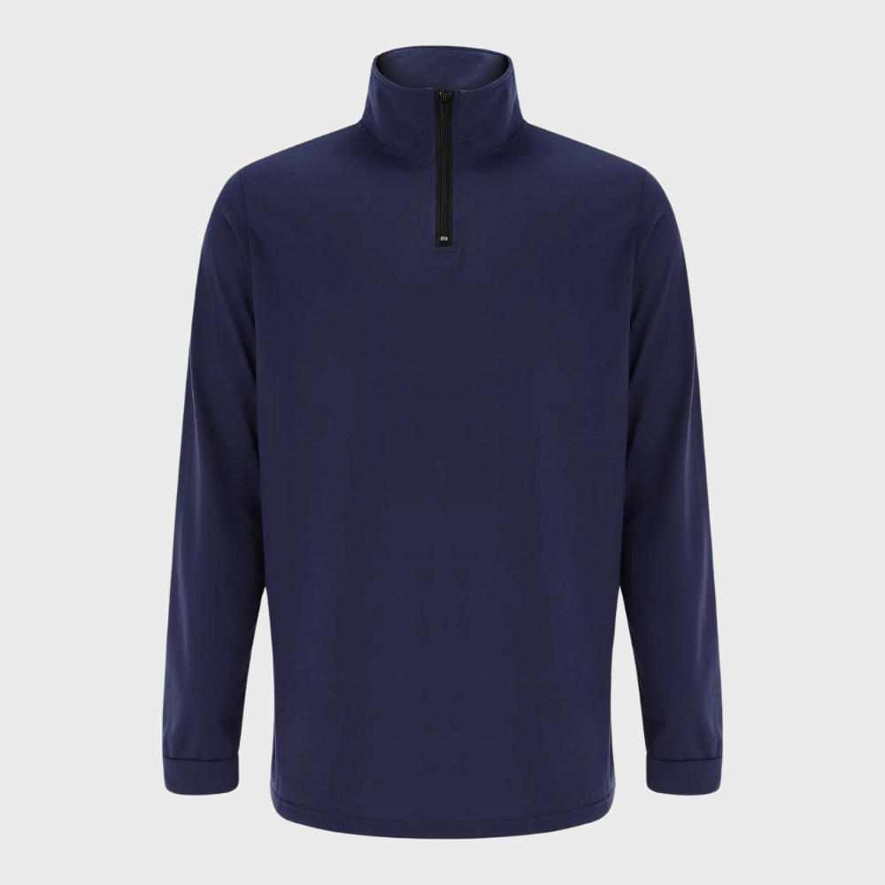 Comfortable Men's Sweater with Zip and Low Collar - Sven-Black-S-Nora Luxe