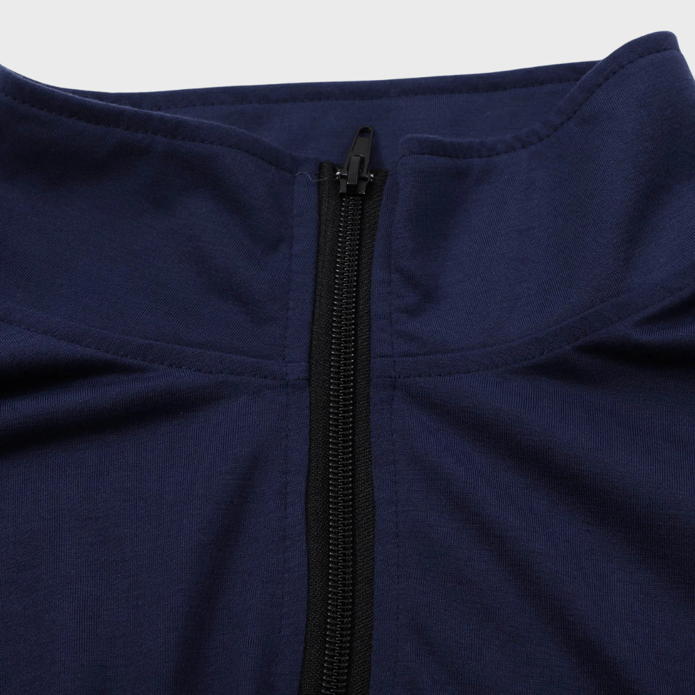 Comfortable Men's Sweater with Zip and Low Collar - Sven-Black-S-Nora Luxe