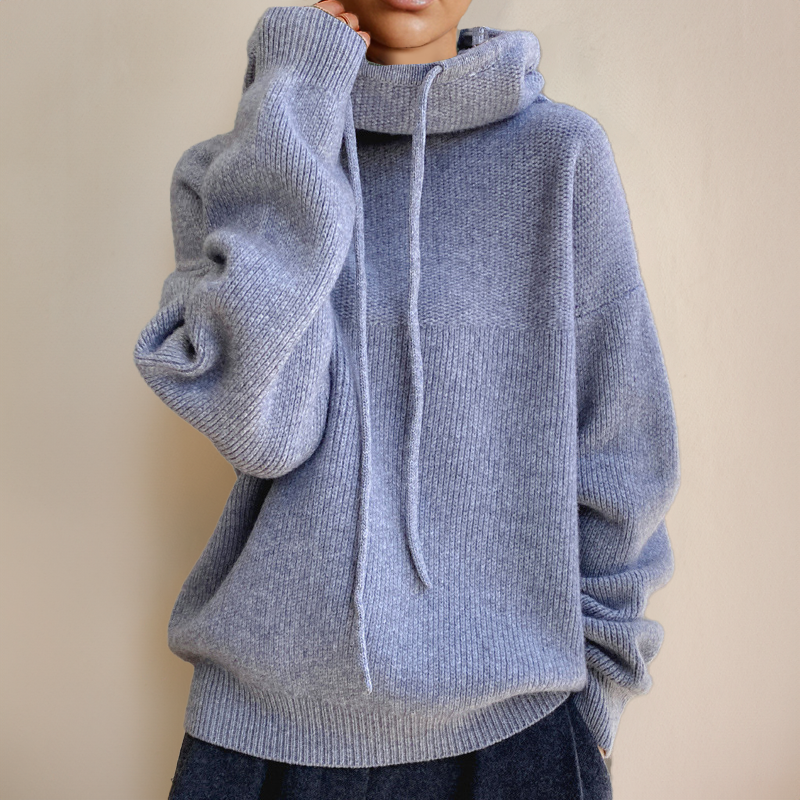 Comfortable Merino Wool Women's Sweater - Isabelle-Blue-S-Nora Luxe