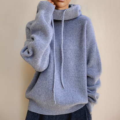 Comfortable Merino Wool Women's Sweater - Isabelle-Blue-S-Nora Luxe