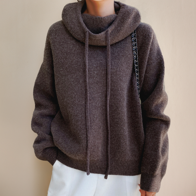 Comfortable Merino Wool Women's Sweater - Isabelle-Brown-S-Nora Luxe