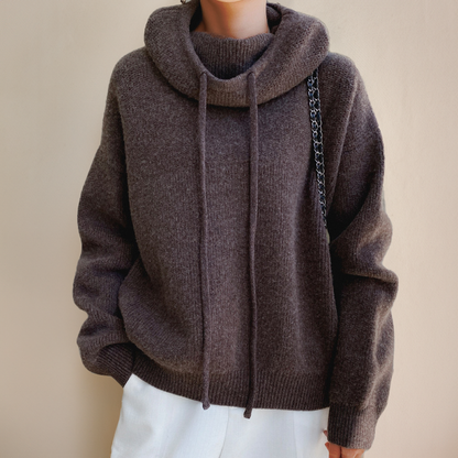 Comfortable Merino Wool Women's Sweater - Isabelle-Brown-S-Nora Luxe