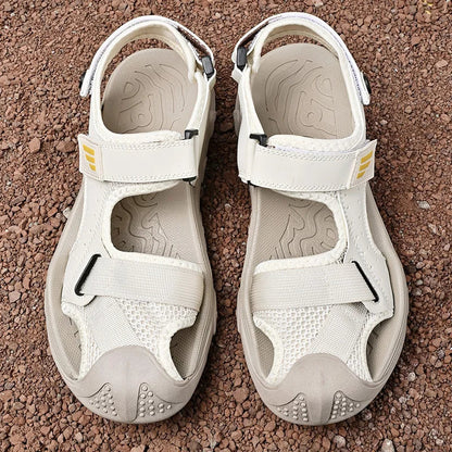 Comfortable non-slip leather sandals for men – Ideal for seniors-White-6-The Livary