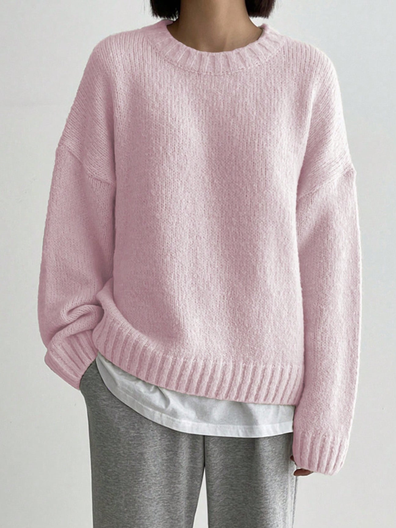 Soft Pastel Pink Ladies Sweater - Pexav