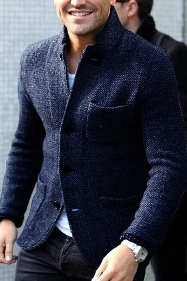 Comfortable Retro Knitted Men's Cardigan - Jasper-Dark blue-S-Nora Luxe