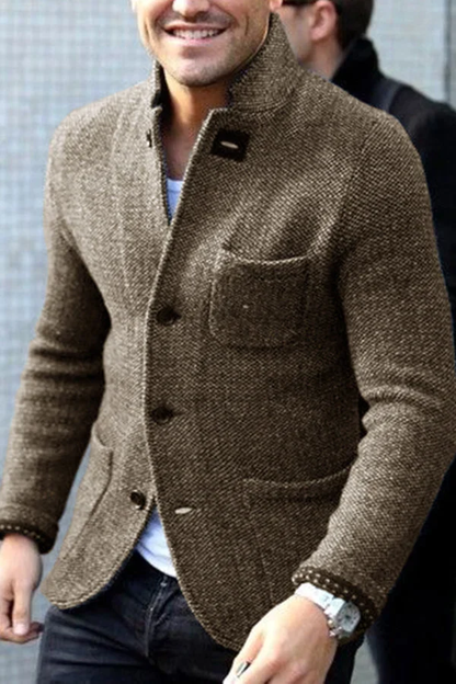Comfortable Retro Knitted Men's Cardigan - Jasper-Khaki-S-Nora Luxe