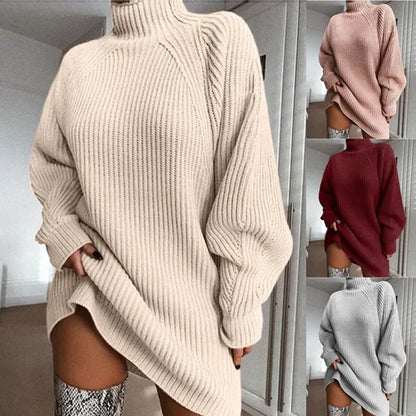 Soft Crew Neck Winter Dress - Pexav