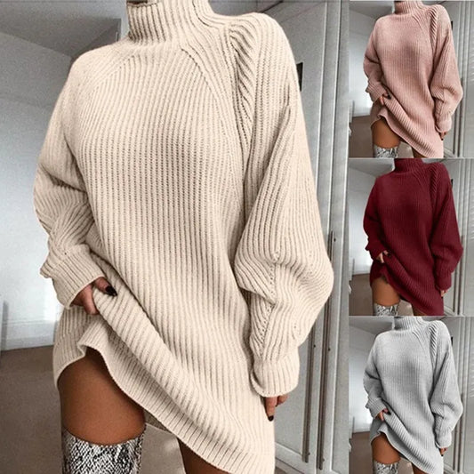 Soft Crew Neck Winter Dress - Pexav