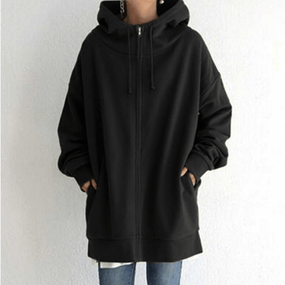 Comfortable Women's Jacket with Hood - ComfyHood-Black-S-Nora Luxe