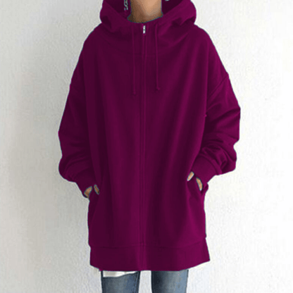 Comfortable Women's Jacket with Hood - ComfyHood-Pink Red-S-Nora Luxe