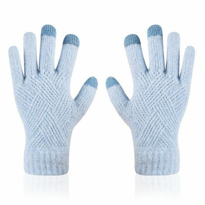 Comfy Knitted Women's Gloves - Isabelle-Light Blue-Nora Luxe