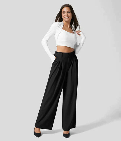 Comfy Ladies Trousers with Wide Legs - Amara-Classic Black-XS-Nora Luxe