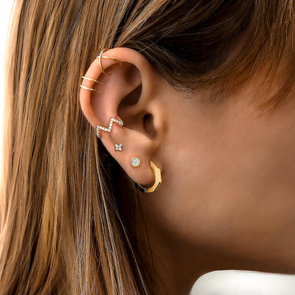 Compact Circle Earrings - Amira-Gold-White-Nora Luxe