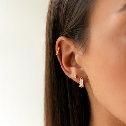 Compact Circle Earrings - Amira-Gold-White-Nora Luxe
