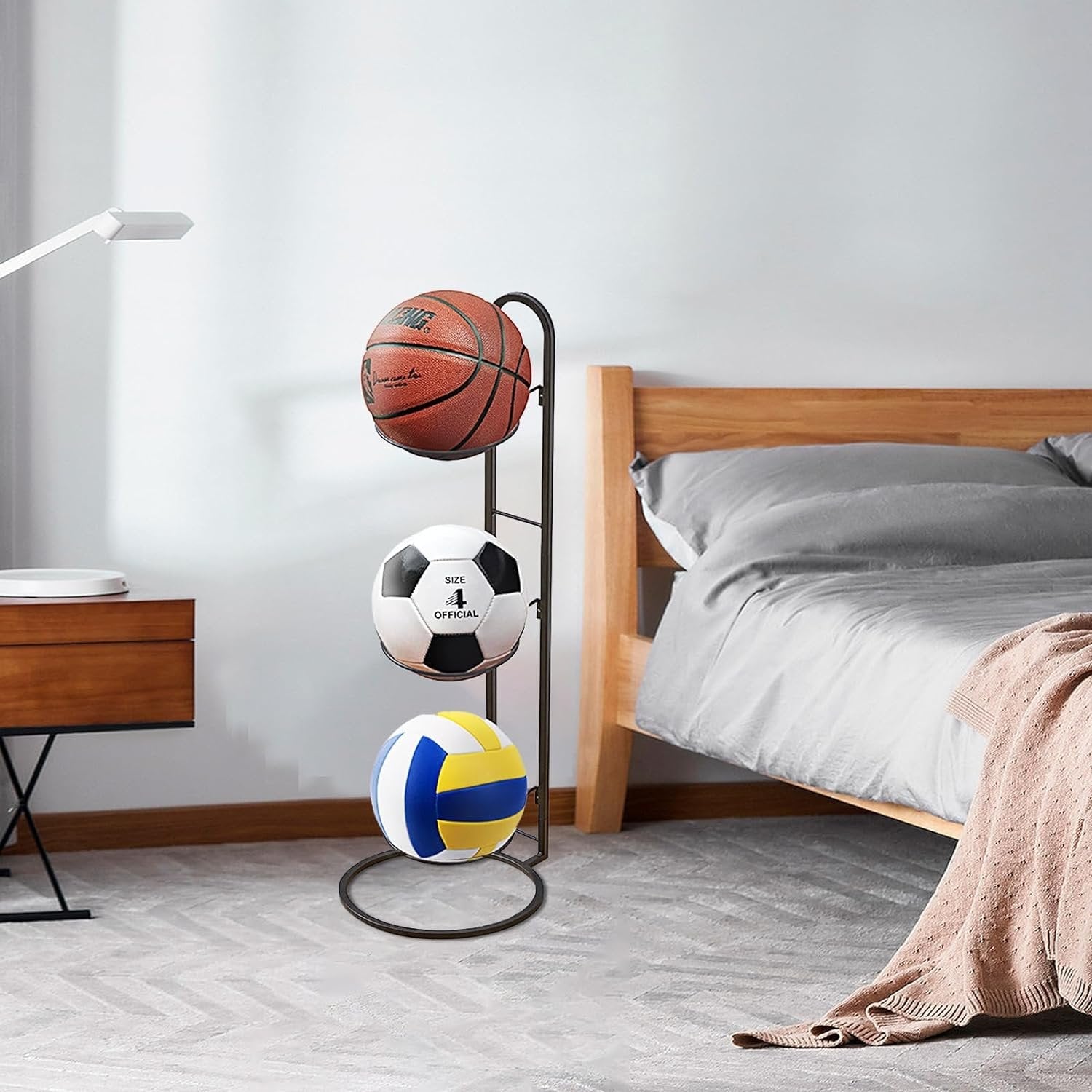Compact Storage Rack for Sports Balls and Accessories - BallRack Pro-3 Balls-White-Nora Luxe