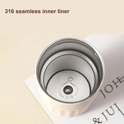 Compact Thermos Mug - ThermoSip-White Brown-Nora Luxe