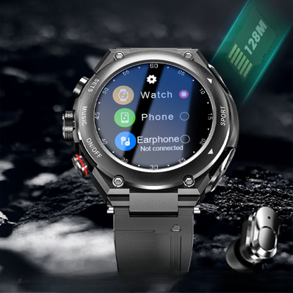 Complete Smartwatch with Integrated Wireless Earbuds - AlphaX-Black-Nora Luxe